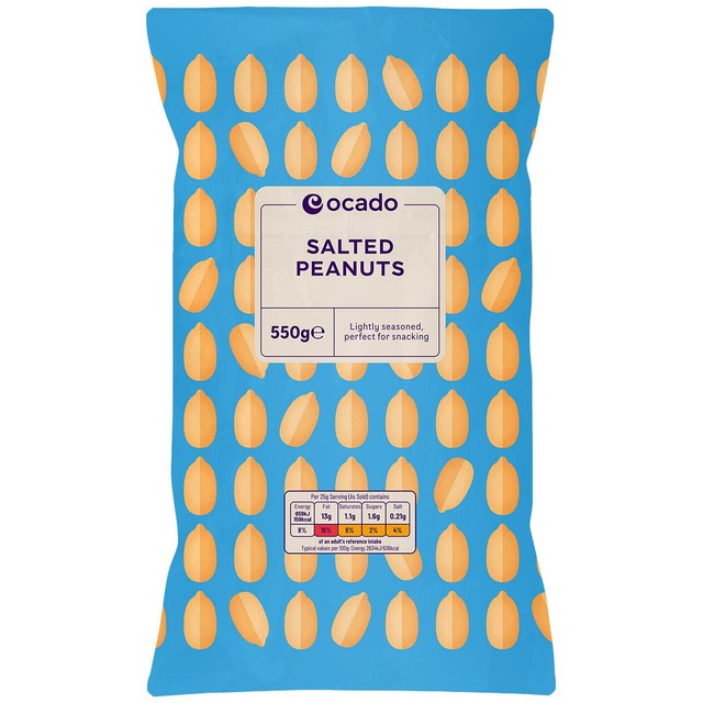 Ocado Salted Peanuts Roasted Snacks 550g, imported from the UK