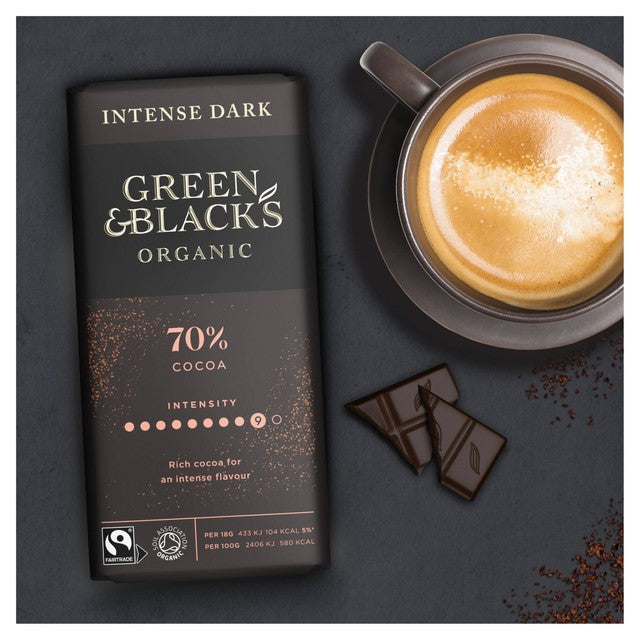 Green & Black's 70% organic dark chocolate bar 90g - British product