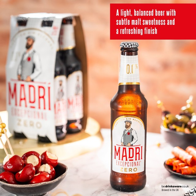 Madri Excepcional 0.0% alcohol-free lager beer 4 x 330ml, imported from the UK
