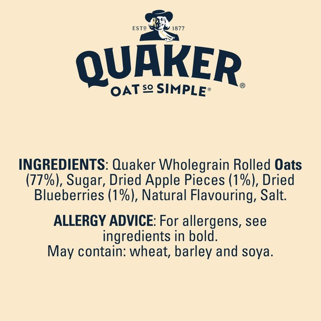Quaker Oat So Simple Apple Blueberry porridge sachets 10 pack (British brand)