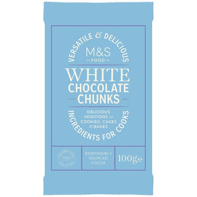 M&S White Chocolate Chunks Baking Chocolate 100g