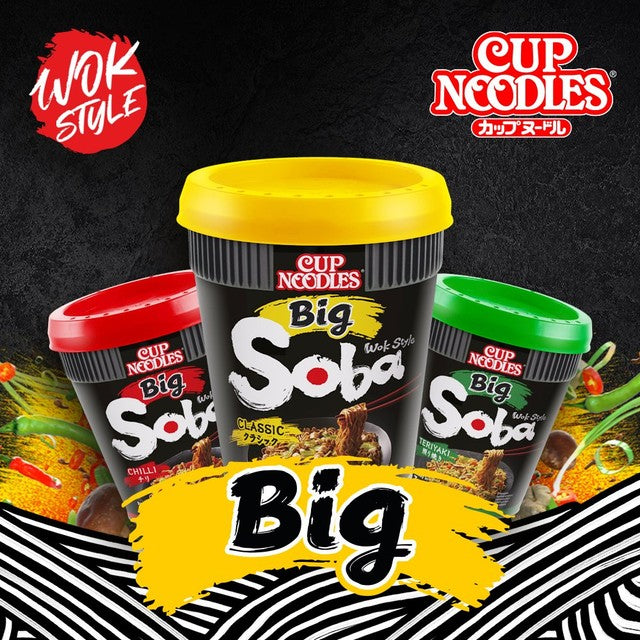 Nissin Soba Big instant noodles pot 113g, imported from the UK
