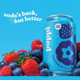 Poppi wild berry soda cans 330ml, imported from the UK