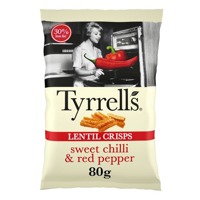 Tyrrells Lentil Sharing Crisps Sweet Chilli & Red Pepper 80g (British brand)