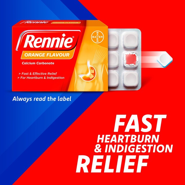 Rennie Orange Chewable Tablets 72 Pack, imported from the UK