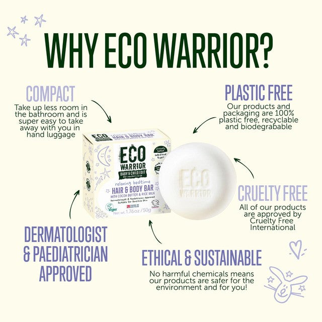 Little Soap Company Eco Warrior Baby & Child Relaxing Bedtime Hair & Body Soap Bar 50g - British product