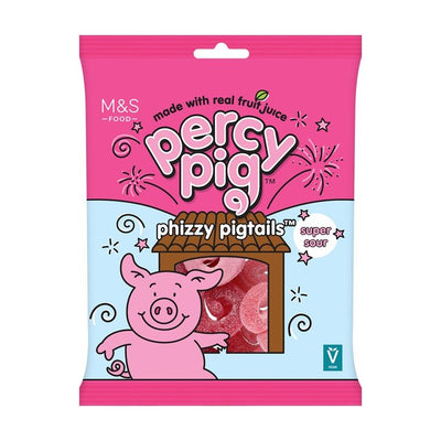 M&S M&S Percy Pig Phizzy Pigtails Sour Fruit Flavour Gums 170g- Buy online at McGrocer