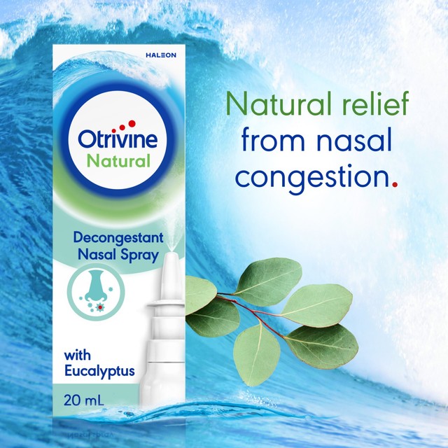 Otrivine Natural Eucalyptus Nasal Spray 20ml, imported from the UK