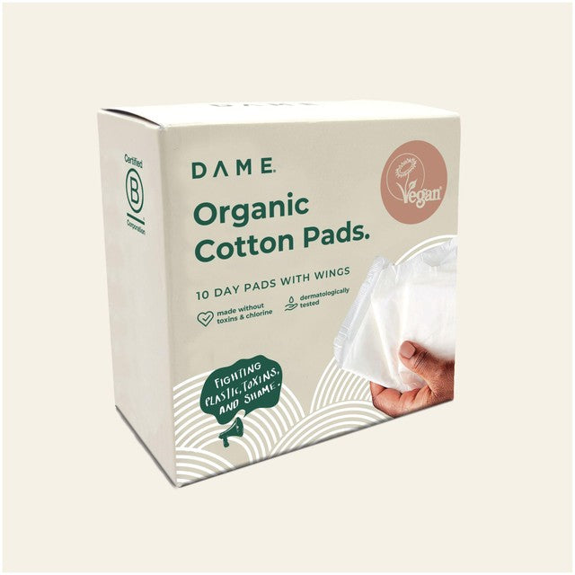 Dame organic cotton day pads 10 pack (British brand)