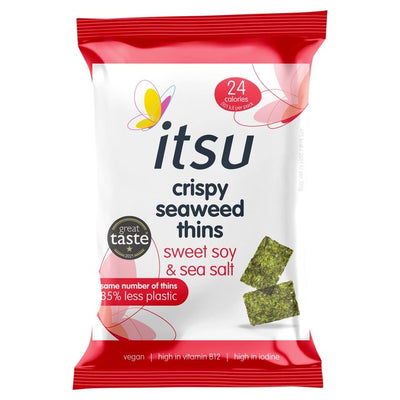 M&S Itsu Seaweed Thins Sweet Soy & Sea Salt Crispy Seaweed Snack 5g- Buy online at McGrocer