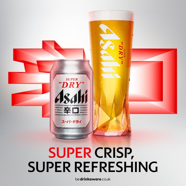 Asahi Super Dry beer 4 x 330ml bottles - British product