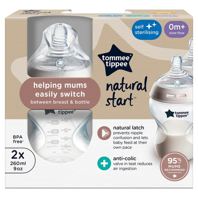 Tommee Tippee Natural Start baby bottles 2 x 260ml (British brand)