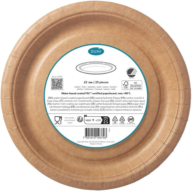 Duni Kraft Brown paper plates 22cm pack of 20, UK version
