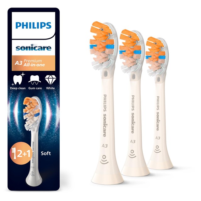 Philips toothbrush replacement head white 3 pack, imported from the UK