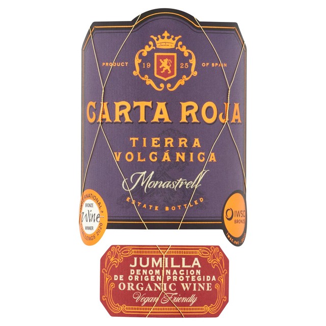Carta Roja Monastrell Organic Red Wine 75cl - Spanish product