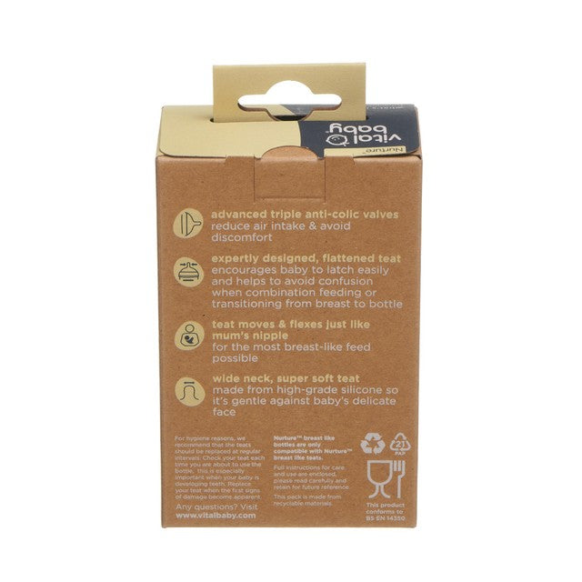 Vital Baby breast like teats medium flow 2pk (British brand)