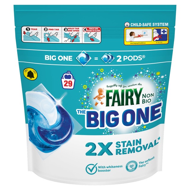 Fairy Non Bio Big One laundry detergent pods 29 washes - British product