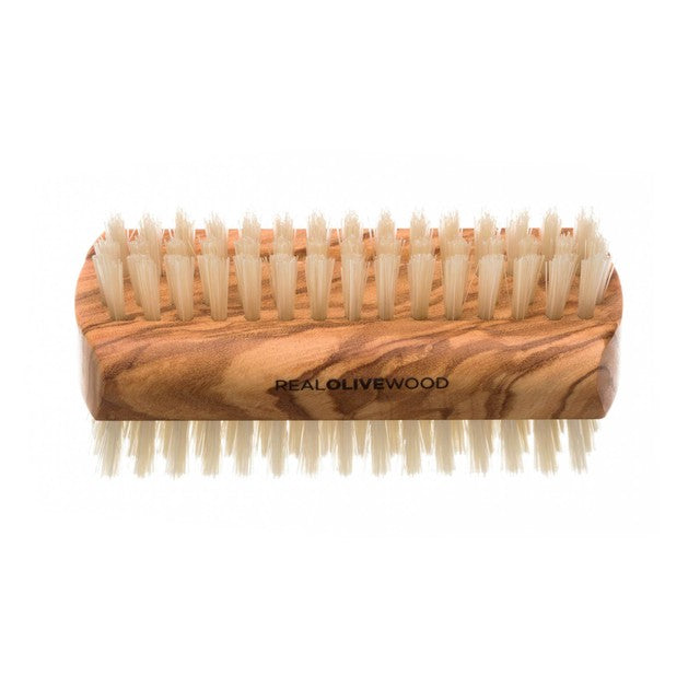 Hydrea London olive wood nail brush with firm bristles large size, UK version