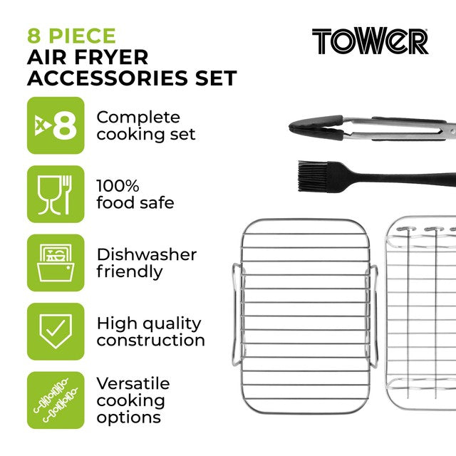 Tower air fryer accessories set with stainless steel skewers and racks (British brand)