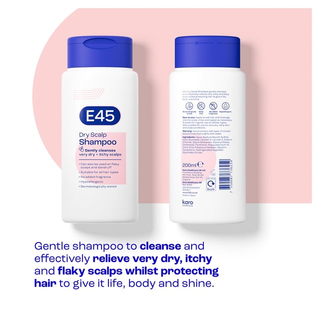 E45 anti-dandruff shampoo for itchy dry scalp 200ml - British product