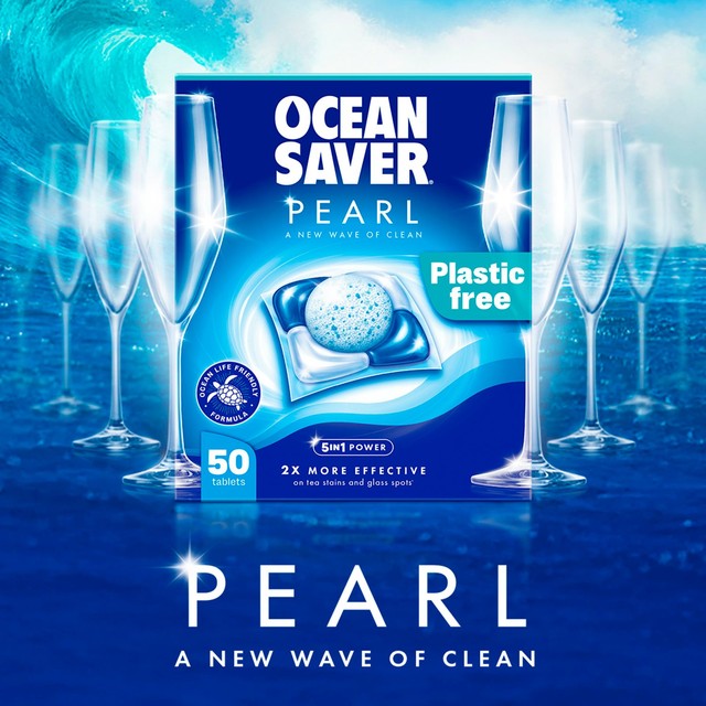 OceanSaver Pearl All in One dishwasher tablets 50 pack, imported from the UK