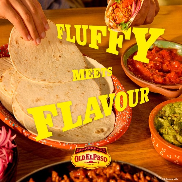 Old El Paso extra thin tortilla wraps 6 pack, imported from the UK.