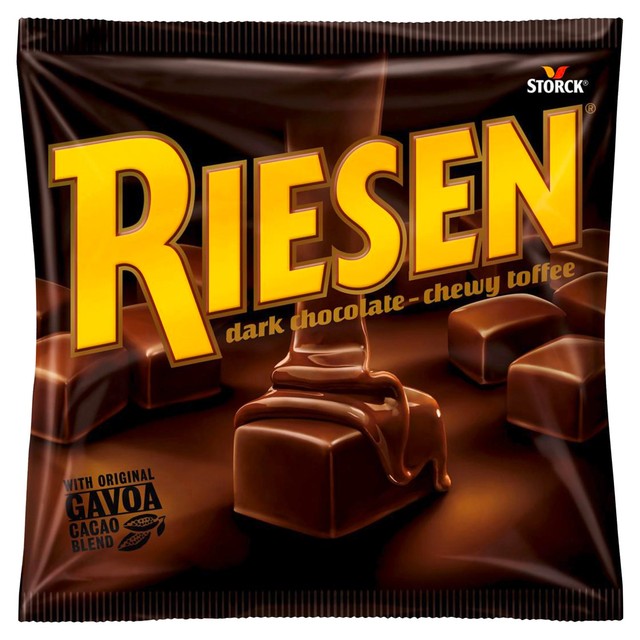Riesen dark chocolate chewy toffee 135g, imported from the UK