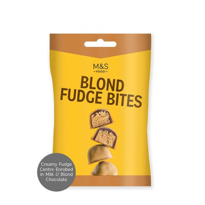 M&S Blond Fudge Bites Sjokolade-dekket fudge 128g