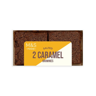 M&S M&S Salted Caramel Brownies 2 x 75g Rich Chocolate Brownies- Buy online at McGrocer