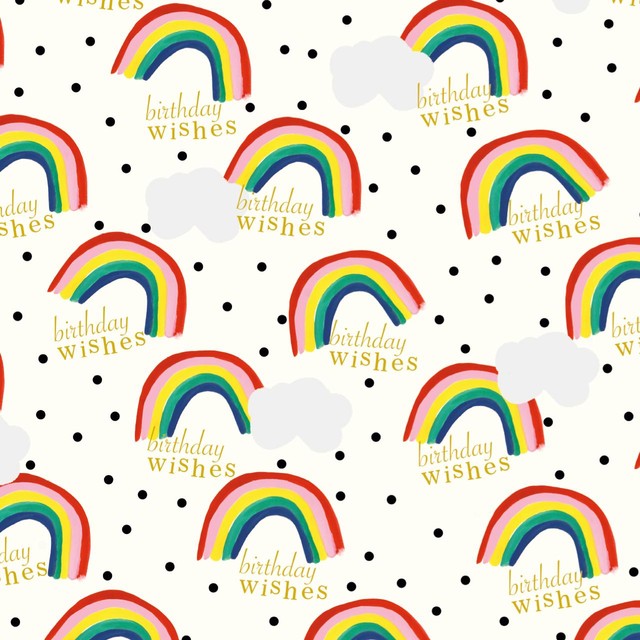 Caroline Gardner rainbow gift wrap sheets and tags 2 per pack - British product