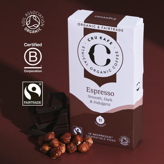 Cru Kafe organic fairtrade espresso pods 10 pods - British product