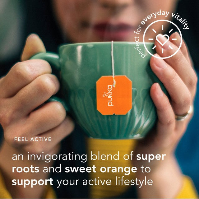 Pukka Turmeric Ginger Orange tea bags x20, imported from the UK