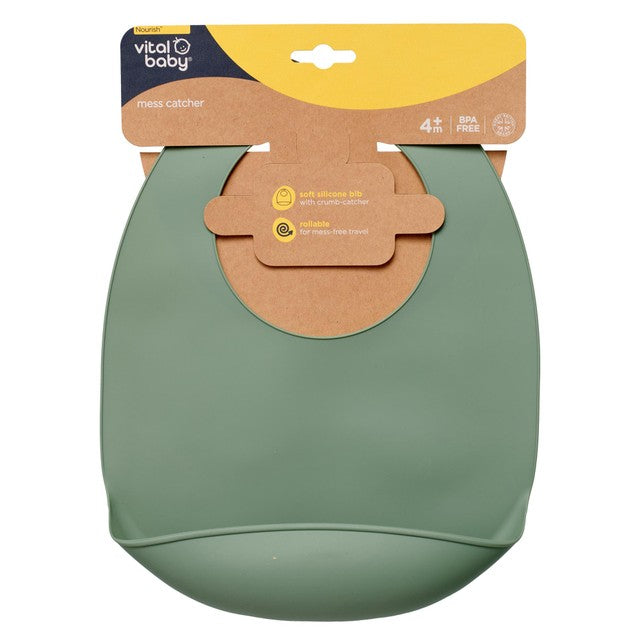 Vital Baby Nourish Bib in natural moss, 27x21cm (British brand)
