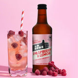 Lo Bros kombucha raspberry and lemon low sugar 330ml, UK version