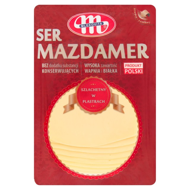 Mlekovita Mazdamer full fat hard cheese slices 150g, imported from the UK
