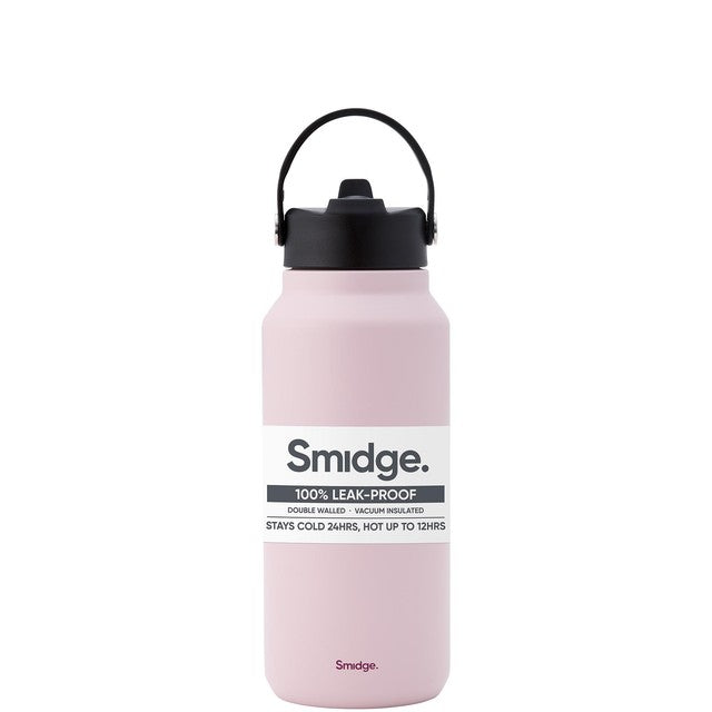 Smidge Flip Straw Bottle Summer Blush 900ml - British product