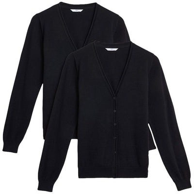 M&S Schwarzer Kinder Baumwollcardigan 2er-Pack, 8-9Y