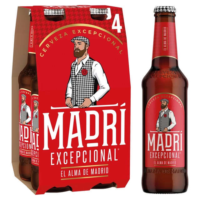 Madri Excepcional lager 4 x 330ml bottles, imported from the UK