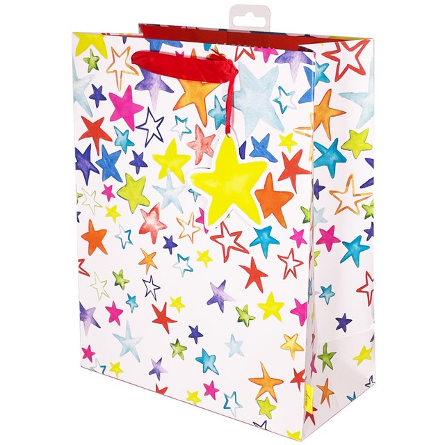 Deva Designs Painted Stars Large Gift Bag, imported from the UK