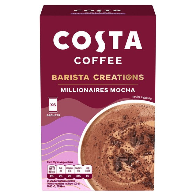 Costa Millionaires Mocha instant coffee drink 6 sachets - British product