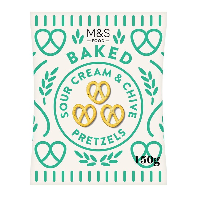 M&S sour cream and chive pretzels 150g, imported from the UK