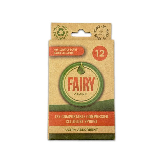 Fairy Eco Compostable Compressed Dish Cleaning Sponges 12 Pack - British product