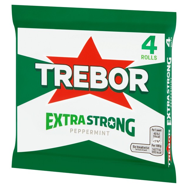 Trebor extra strong peppermint mint rolls 4 x 41.3g (British brand)