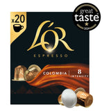 L'OR Colombia coffee pods 20 count, UK version