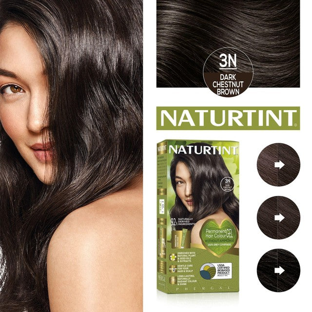 Naturtint permanent hair colour gel 3N Dark Chestnut Brown, imported from the UK