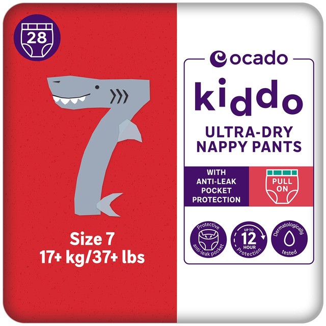Ocado Kiddo Ultra-Dry nappy pants Size 7 (17+kg), imported from the UK
