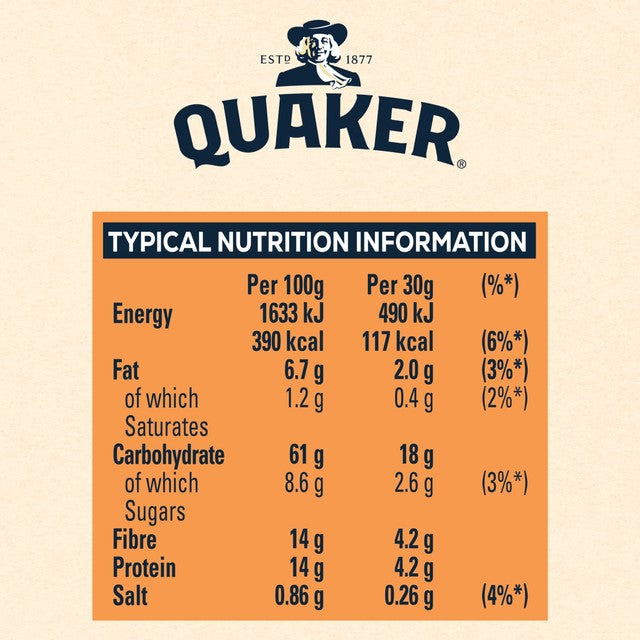Quaker Original Oat Crisp Cereal 375g, imported from the UK