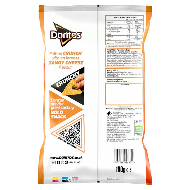 Doritos tangy cheese tortilla chips 180g - British product