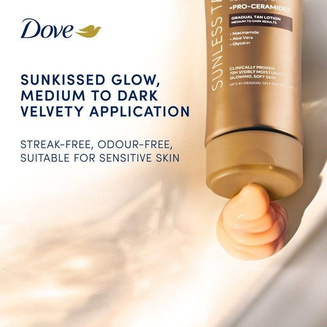 Dove medium-dark gradual tanning body lotion 200ml - British product
