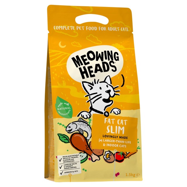 Meowing Heads Fat Cat Slim dry cat food 1.5kg, imported from the UK